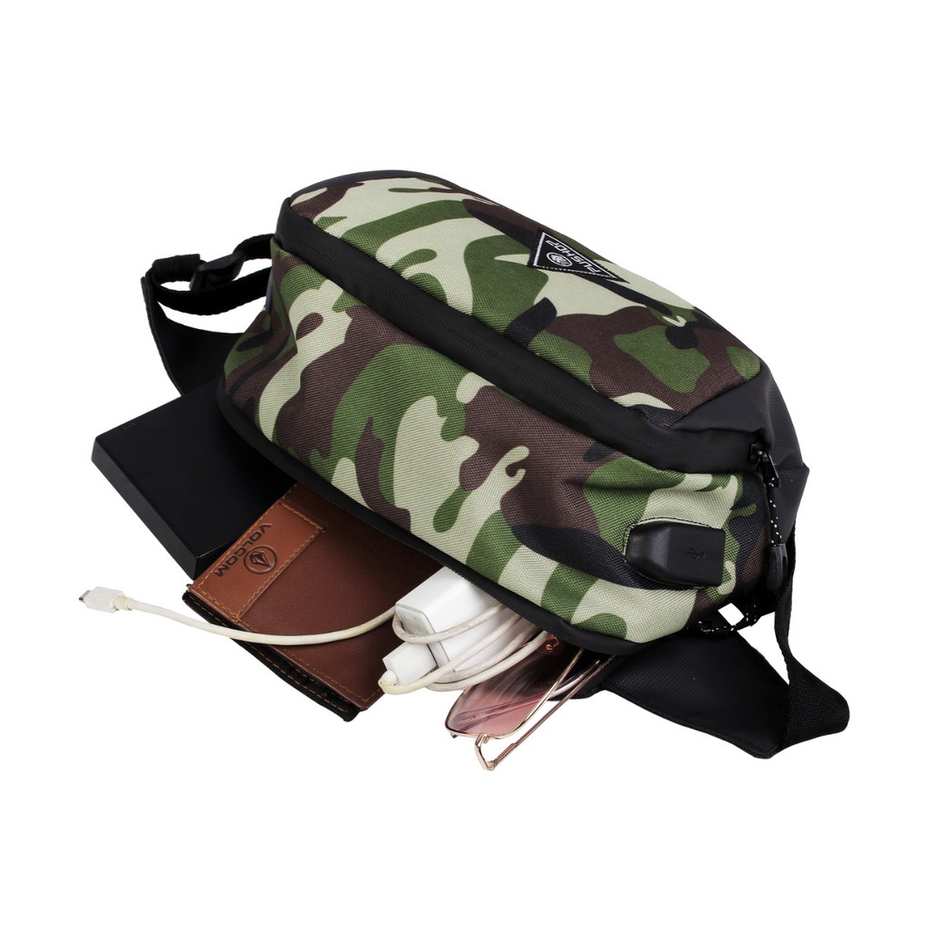 Waistbag Pria Terbaru Tas Casual Keren USB PUSHOP AUTHENTIC Stry Camo