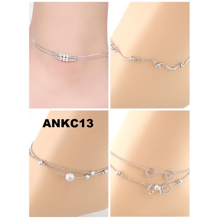 Gelang kaki Silver wanita Impor ANKC - Putih