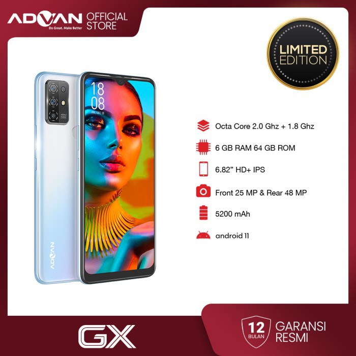 ADVAN GX 6/64 6.8" RAM 6GB INTERNAL 64GB GARANSI RESMI ANDORID 11 T618