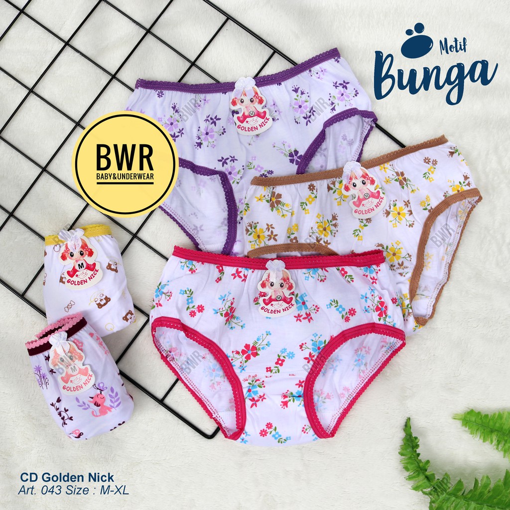 [ 3pc ] CD Golden Nick ANAK GN 043 045 054 057 060 061 1134 1189 CD Anak SD Cewek | Celana Dalam CD Anak Perempuan - Bwr