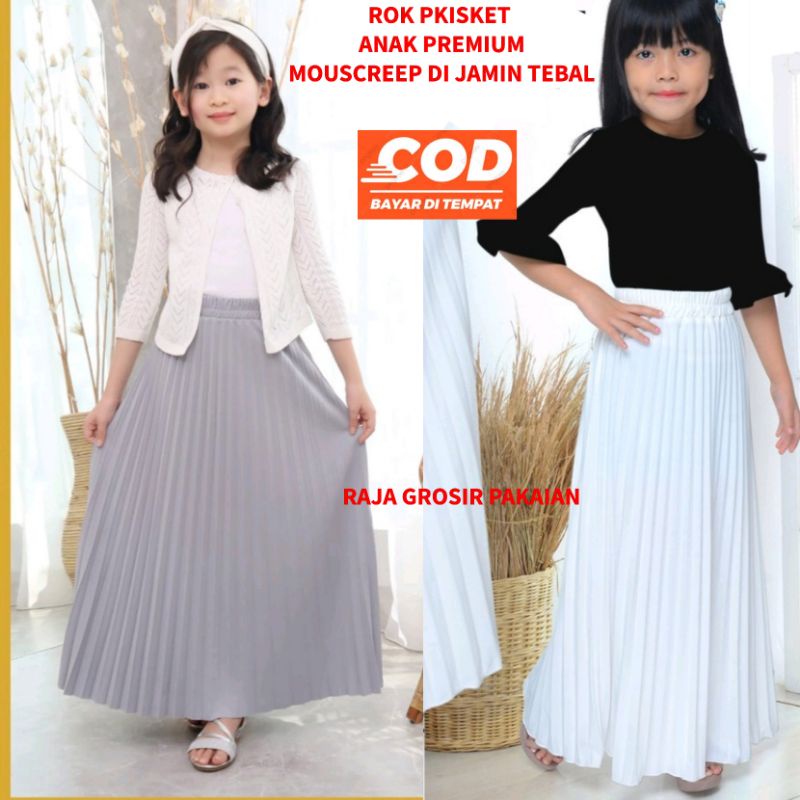 Rok Plisket Klop Anak Premium Bahan Mouscrepe Di Jamin Tebal / Flare Skirt Anak