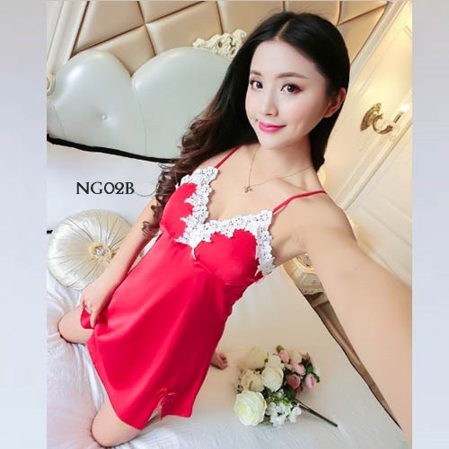 [TOKO TERPERCAYA] BAJU TIDUR SEXY LINGERIE SEKSI HOMEDRESS SLEEP WEAR SATIN MERAH NG02B