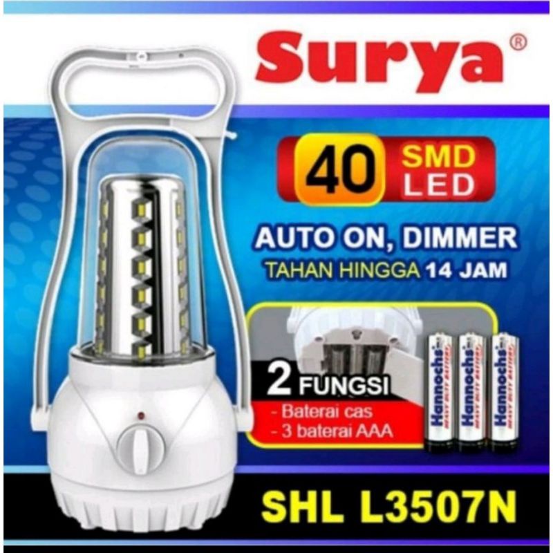 Lampu SURYA Emergency Petromak SHL L3507N SMD 40OED Light Led with Dimmer Switch Reachargeable berkualitas