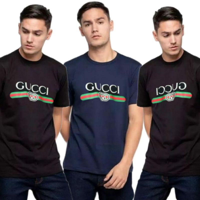 BAJU KAOS PRIA COWOK MOTIF TERBARU GUCCI NAVY BLACK