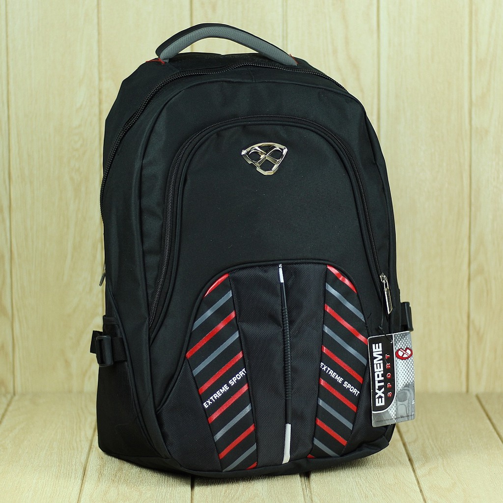 Tas Punggung Extreme Palazo Hitam Merah Back Pack Laptop Pria Cowok