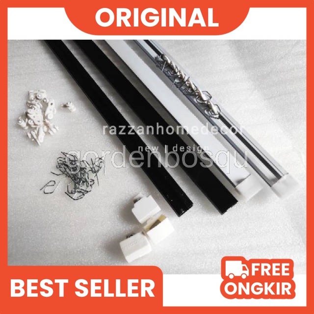 Rel balok vitrase  / rel daleman gorden/ putih hitam silver
