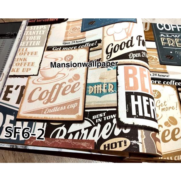 ✬ Wallpaper Dinding Murah Cafe Coffee Koran Grafiti Warna Vintage Retro - SF6-1 ✼