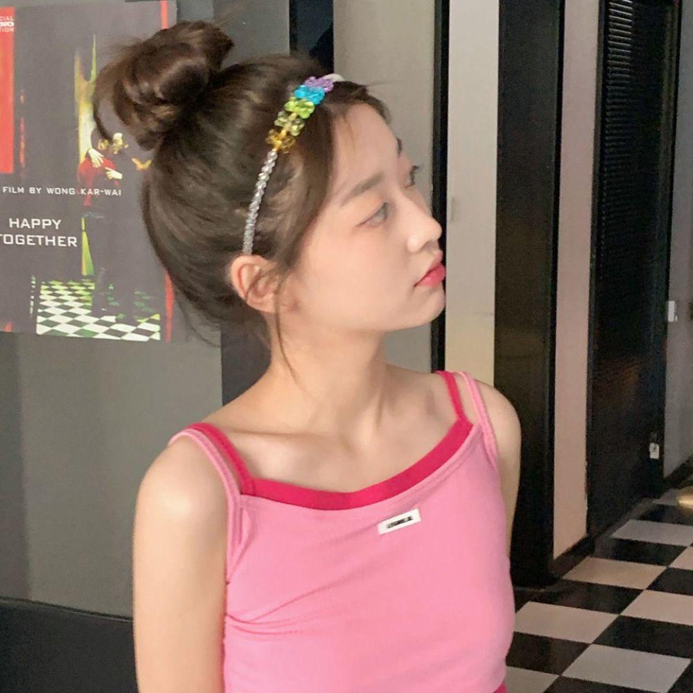 Hadiah Hoop Rambut Perempuan Agustinina Warna Warni Elegan Kawaii Manis Karet Rambut Bunga Jepang