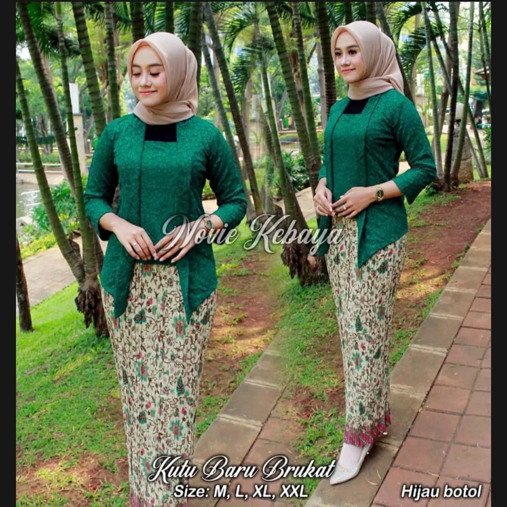 (FREE HIJAB) KUTUBARU BROKAT/harga promo Baju Kebaya Brokat setelan Kutubaru dan Rok plisket Panjang
