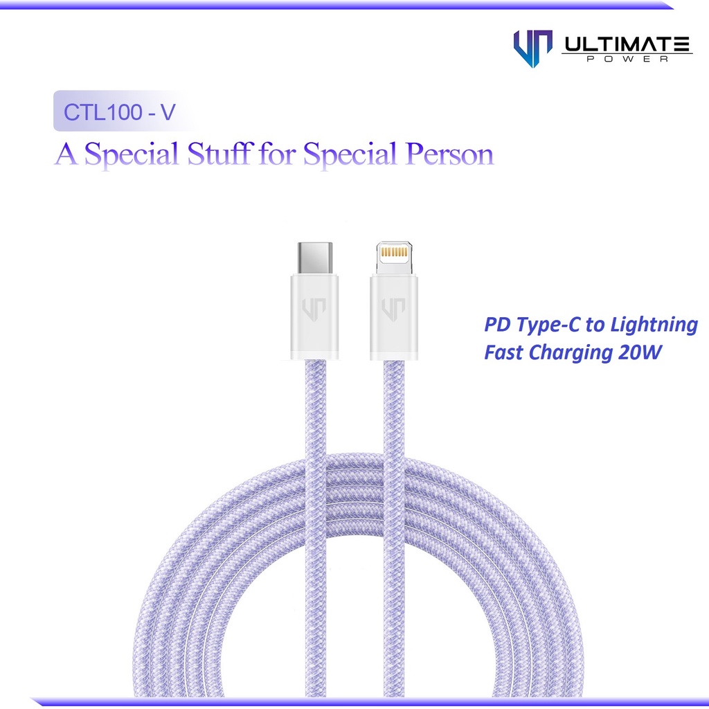 Ultimate Power Kabel Data Cable PD 20W Type-C to Lightning Lavender Series