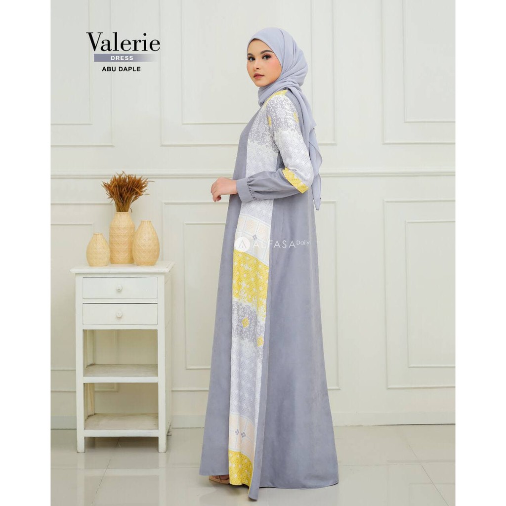Long Dress Muslim VALERIE Bahan Baby Corduroy mix Armany silk by Alfasa daily