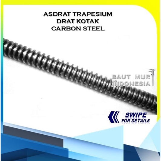 AS DRAT TRAPESIUM ULIR KOTAK ASDRAT PINTU AIR CARBON STEEL 1-3/4" X 1METER