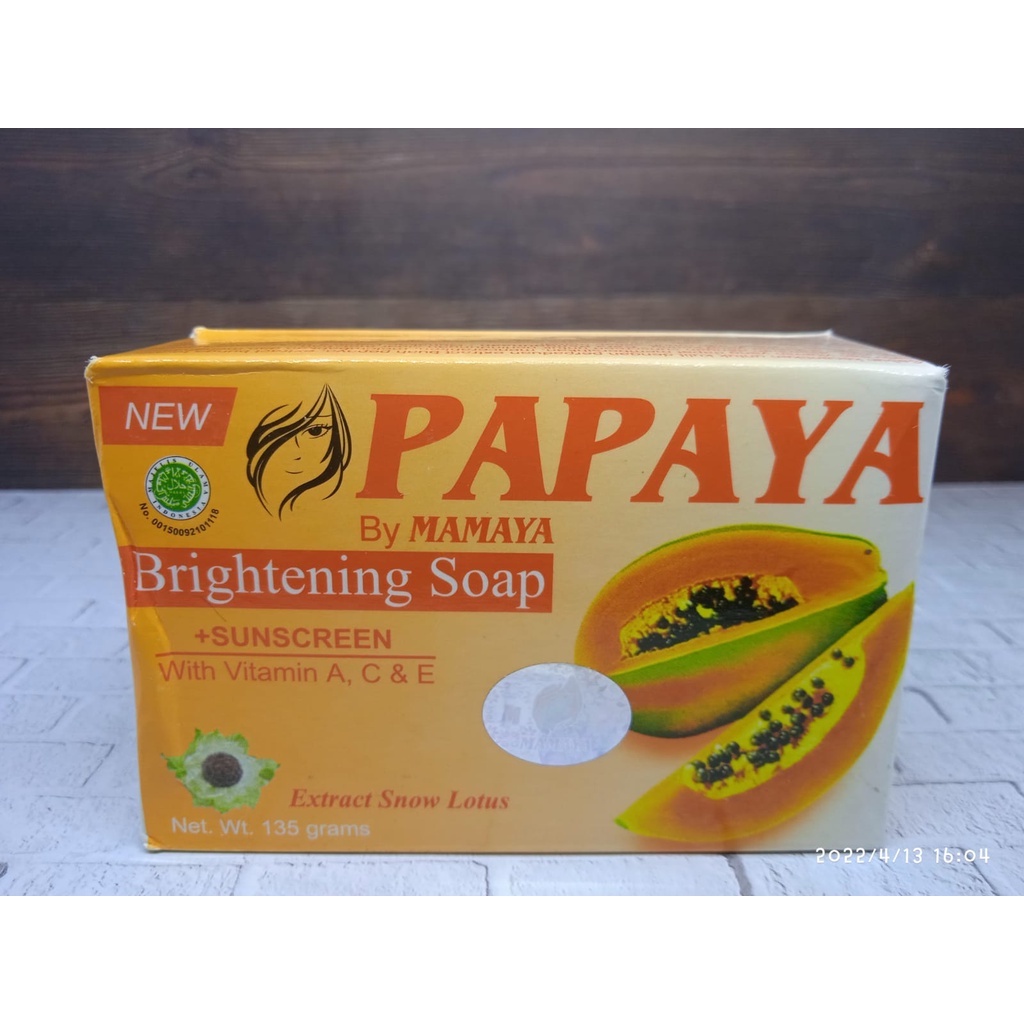 Sabun Papaya By Mamaya 135gr Sabun Kecantikan Brightening Soap + Sunscreen Extract Snow Lotus with Vitamin C, E Mencerahkan dan Menghaluskan Wajah