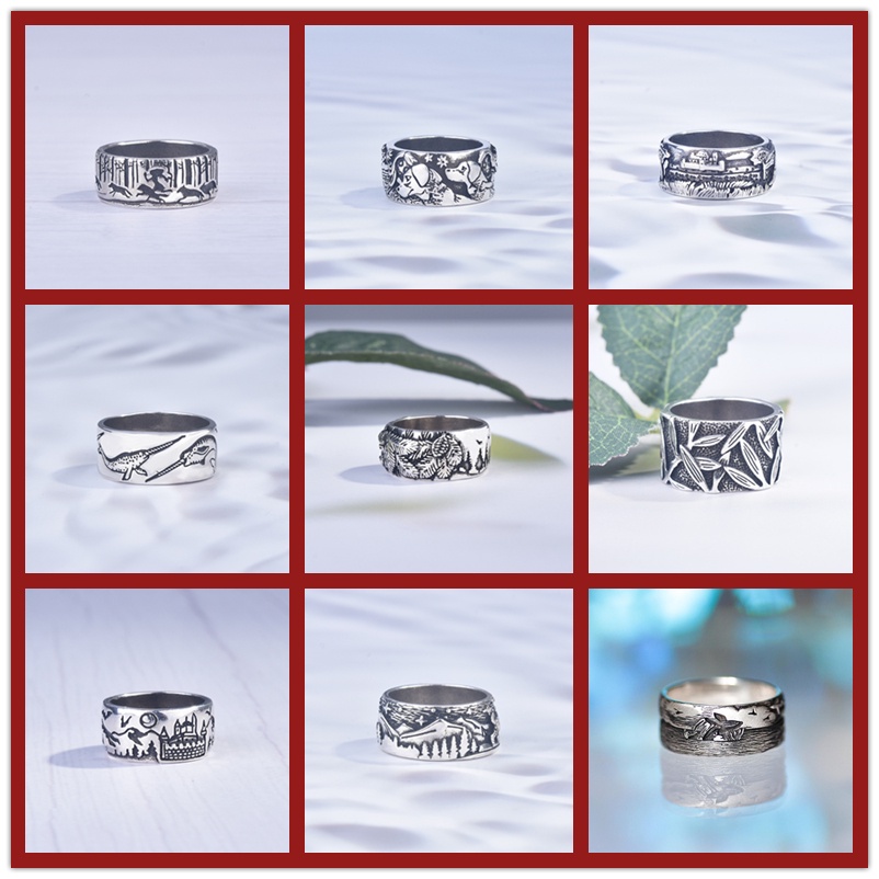 925 Silver New Creative Carved Ring