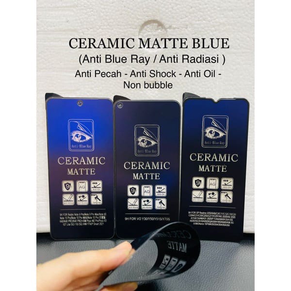 TEMPERED GLASS CERAMIC MATTE BLUE RADIASI SAMSUNG A3/A5/A7 2016 2017 ANTI GORES FUL LAYAR