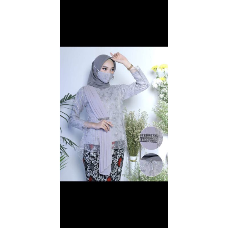 NEW TILLE SELENDANG MAYANG ( FREE MASKER ) /KEBAYA MODERN/KEBAYA WISUDA-Silver