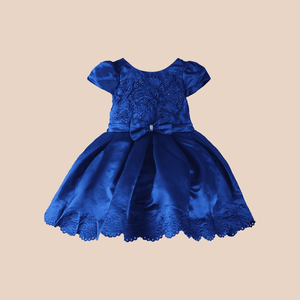 Sydney Dress Premium Anak Bordir Bunga Satin Pita Premium (1687)