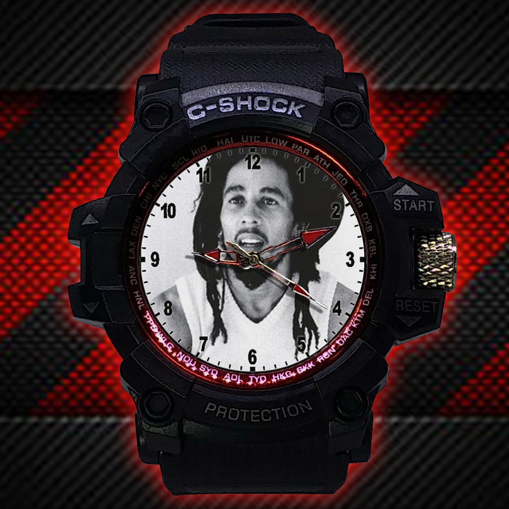 (ISTIMEWA BOSSQUE) JAM TANGAN BOB MARLEY LIST MERAH - EXCLUSIVE 2