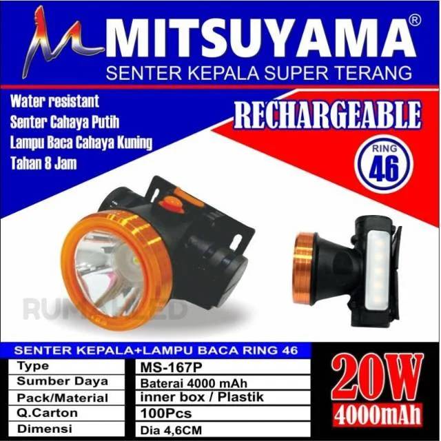 Senter Kepala Headlamp 20 Watt MS-167P MITSUYAMA