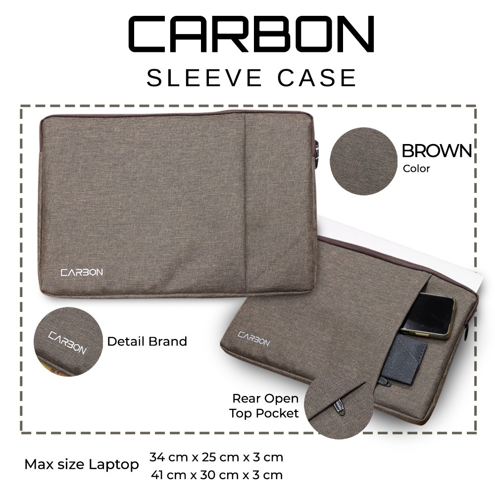 Laptop sleeve case carbon 3warna waterproof 13&quot;-16&quot;