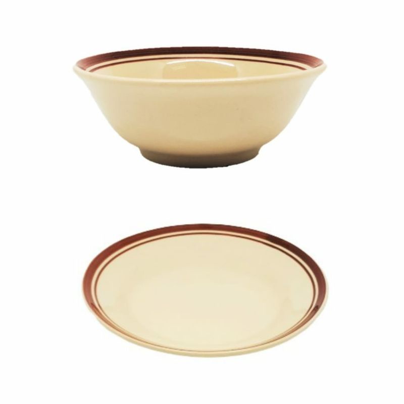 Kedaung Stoneware Piring Coklat 8" - Mangkok 6,25"