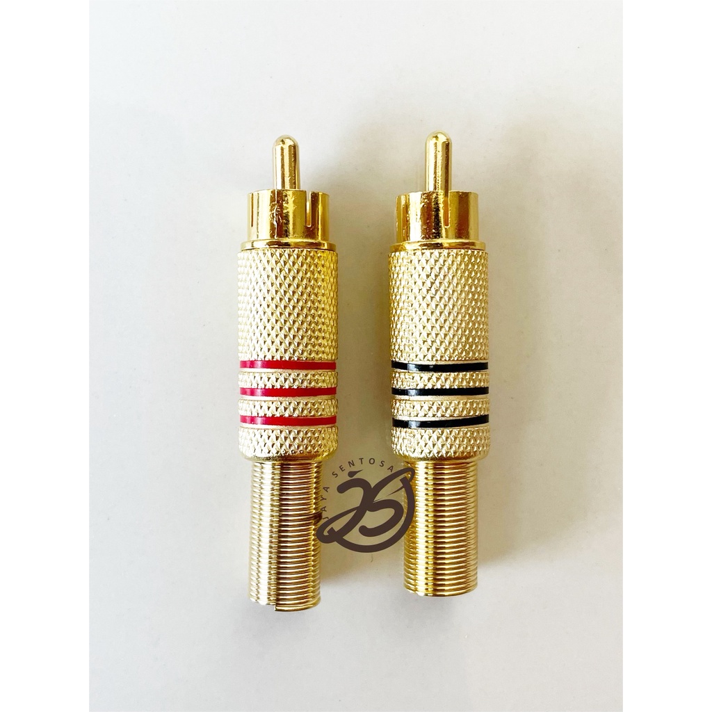 JACK RCA GOLD (1SET) SEPASANG (MERAH-HITAM) JACK RCA MALE GOLD JACK AUDIO RCA GOLD METAL