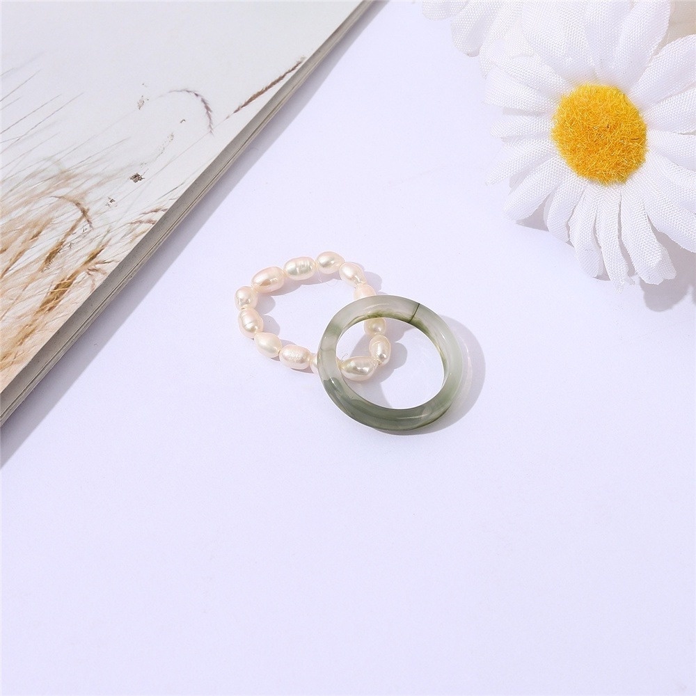 Cincin Jari Telunjuk Model Terbuka Bahan Resin Akrilik Gaya Korea Untuk Wanita