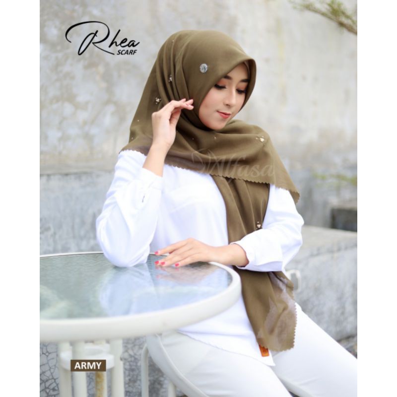 ALFASA HIJAB SEGI EMPAT RHEA SCARF FLOWER EMBROIDERY
