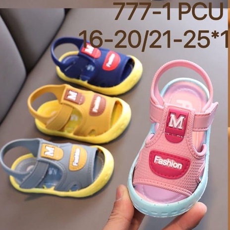 NEW SANDAL HYS ORIGINAL LUCU FASHION BAYI SAMA ANAK ANAK TYPE 777-1 PCU/SANDAL EMPUK SANDAL GUNUNG BAYI ANAK UK 16/20 DAN 21/25 YANG TAHAN AIR SANDAL GLADIATOR LAGI TRENDY