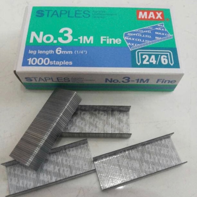 

[1 dus kecil ] Isi staples Stapler Hekter MAX besar no 3 Asli