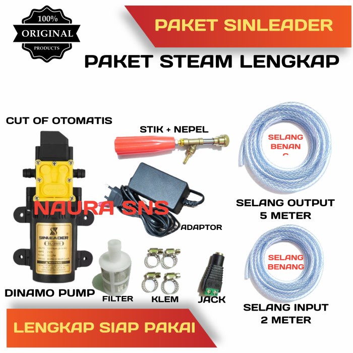 PAKET CUCI MOTOR AC STEAM MOBIL SPRAYER GUN / POMPA SINLEADER