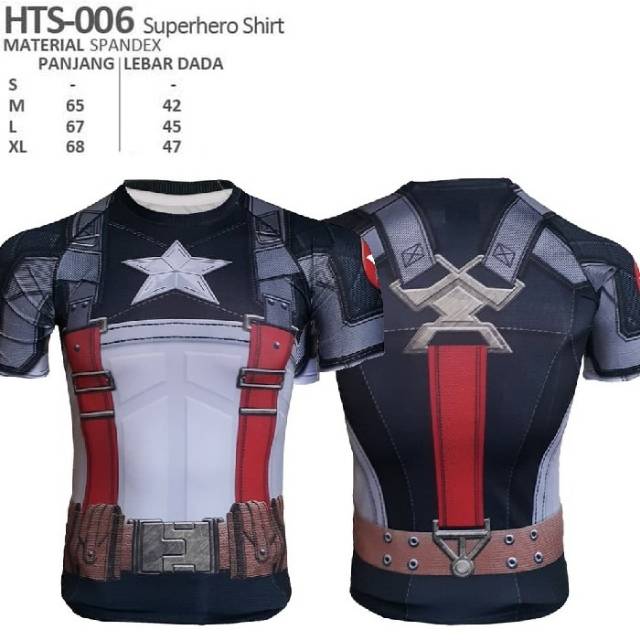 HTS-006 Kaos superhero sport fitness bodyfit Captain America Avenger Infinity War