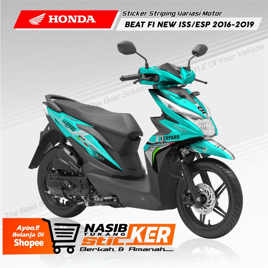 DECAL MOTOR HONDA BEAT ISS/ESP | STRIPING HONDA BEAT NEW 2016-2019 LIVERY LEOPARDKYT