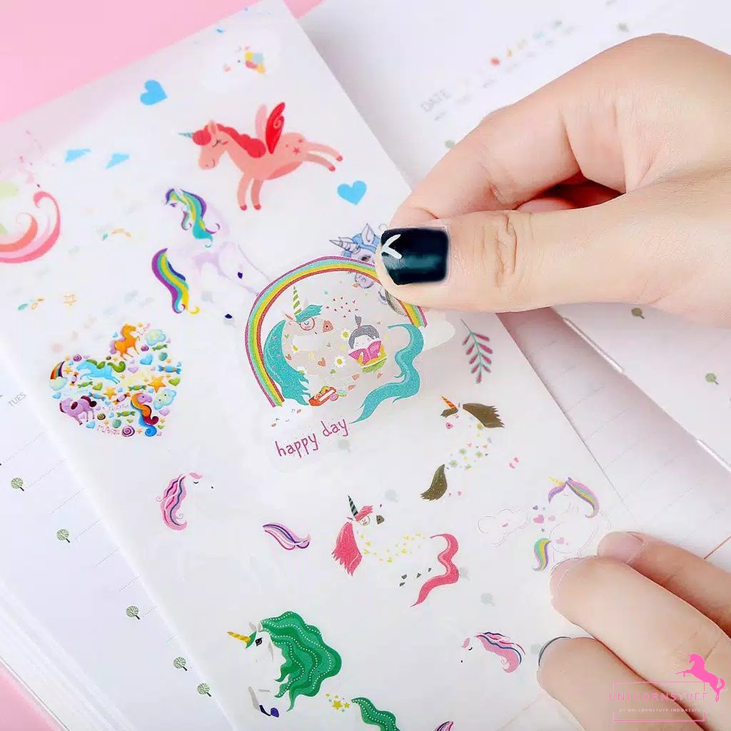 Sticker Unicorn Anak Sekolah Stiker Tempelan Cewek Perempuan Karakter Lucu