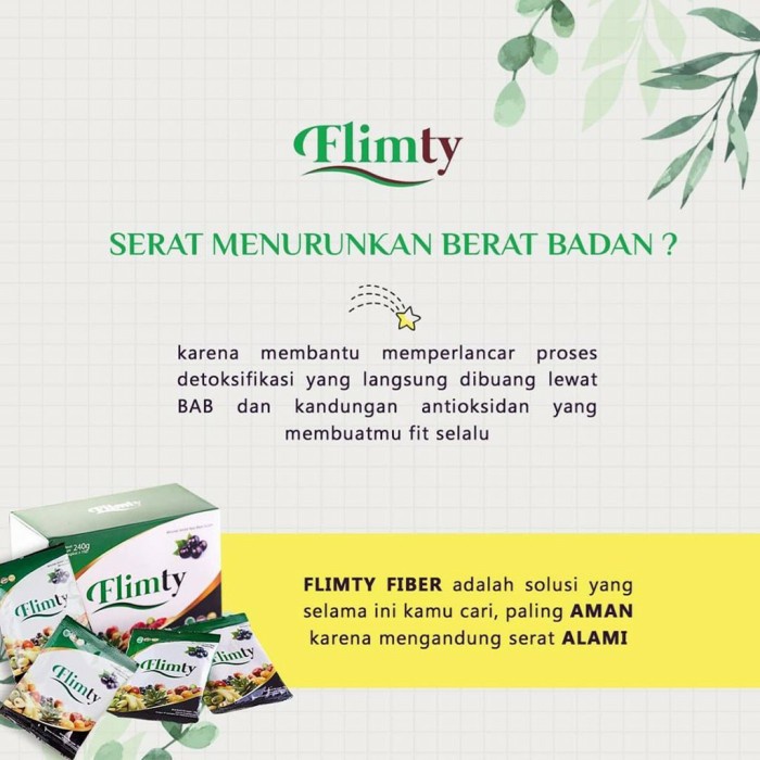 Flimty Fiber Herbal Detox Usus Berat Badan Halal BPOM Original