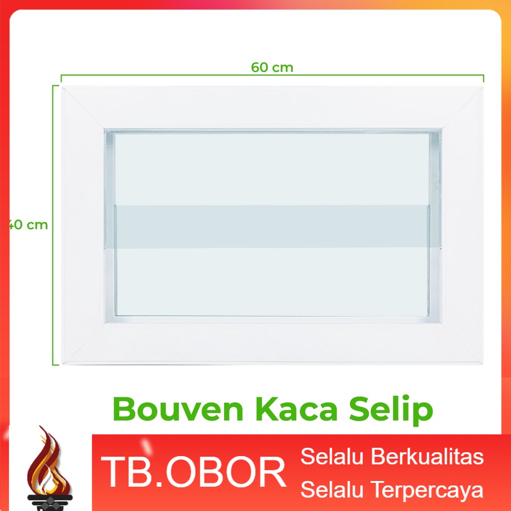 Jendela Bouven UPVC Motif Kaca Selip Integrasi Panel Tanam Kusen Warna Putih Salju Premium Minimalis