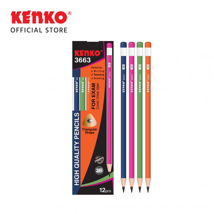 

Pensil 2B KENKO Pencil 2B 3663 Triangular Color Mix ( 1 PACK )