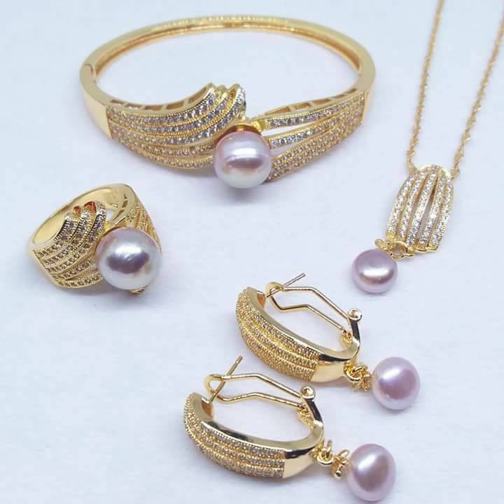 1 SET MUTIARA AIR TAWAR BERSERTIFIKAT, 1 SET MUTIARA LOMBOK, MURAH, ASLI, ORI, KADO ULTAH 1