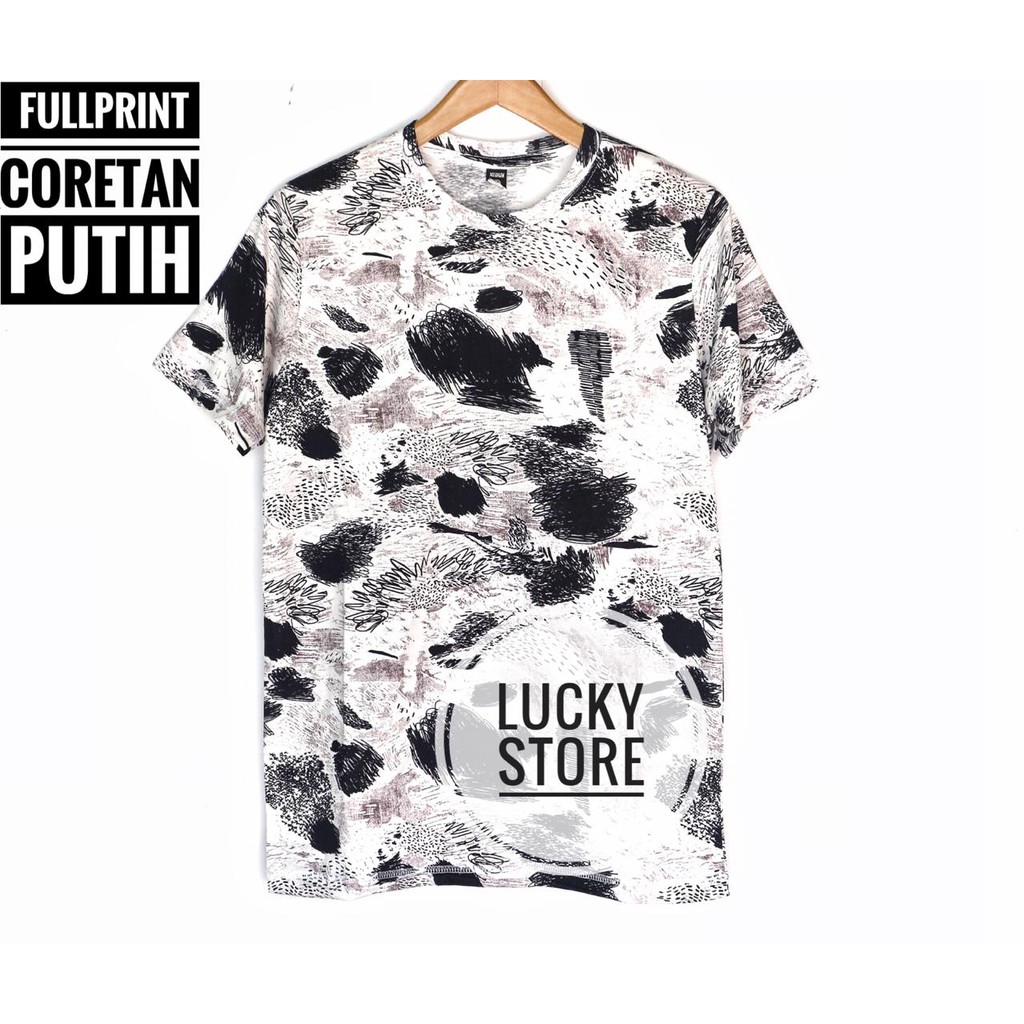  Kaos  CORETAN PUTIH Fullprint Kaos Polos Bandung Shopee  