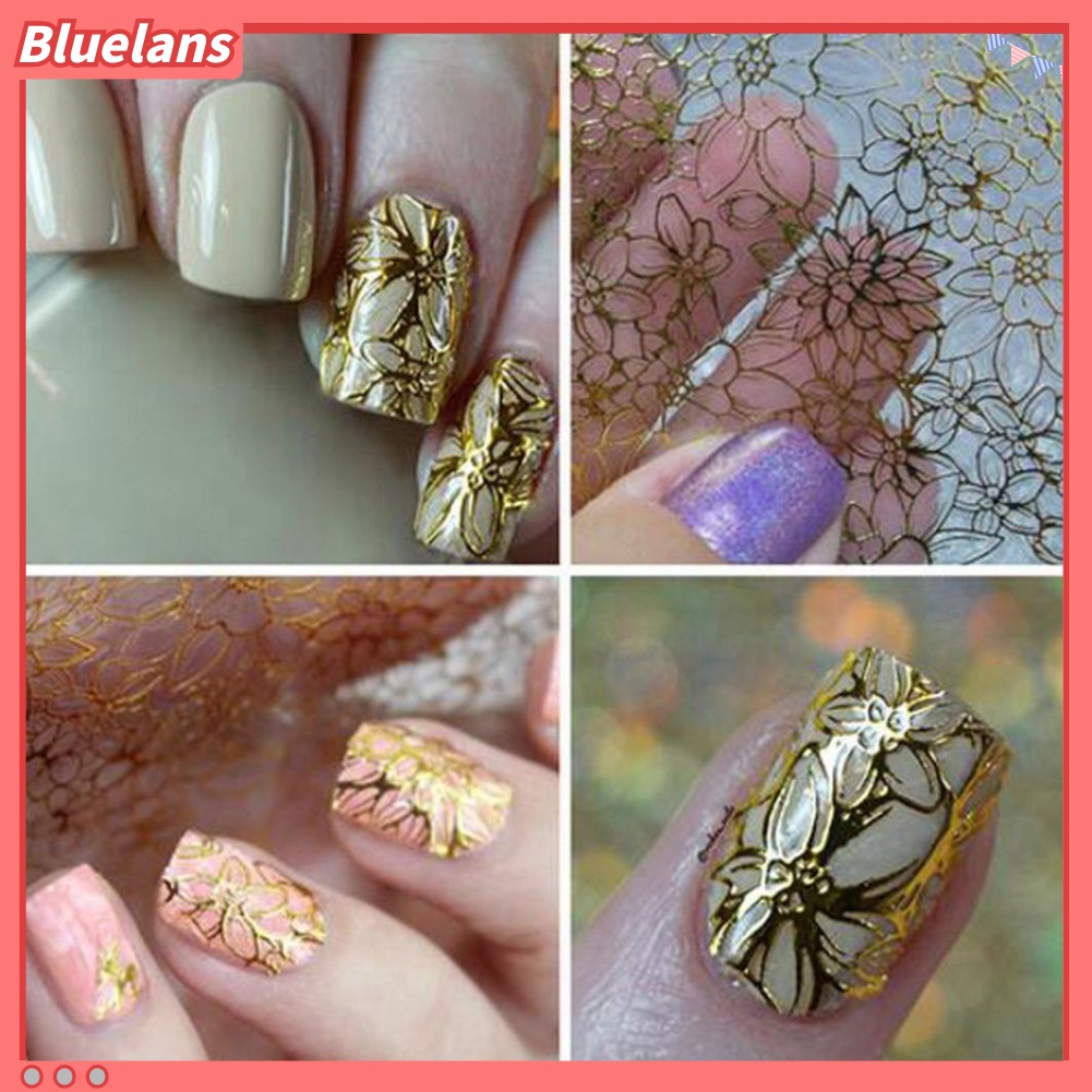 Bluelans Stiker Kuku 3D Motif Bunga Mekar Untuk Dekorasi Nail Art