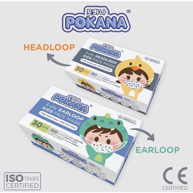 Pokana Mask Kids Box isi 30 - Masker Anak Pokana 3ply