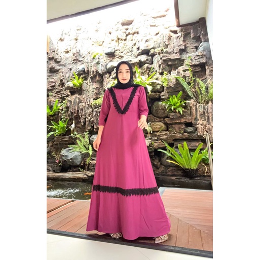 [Fashion Muslim] Gamis ZARA VIJRA dress renda lemonskin | busui  | terbaru