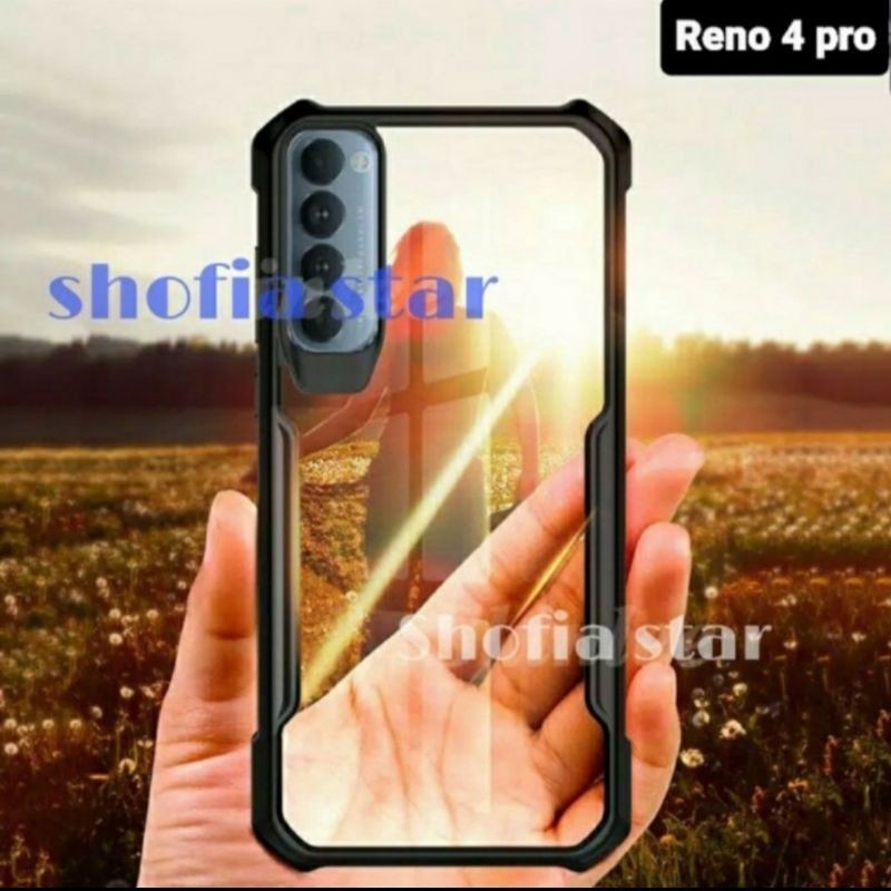 Oppo Reno 4 / 4 Pro / 5 Softcase Shockproof Airbag Transparan Lis Hitam