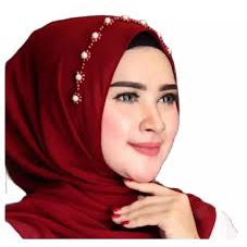 Jilbab Pasmina Tali Mutiara Diamond Pasmina Instan Bando Payet