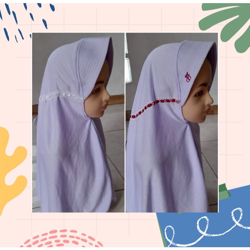 kerudung anak serut sd putih polos