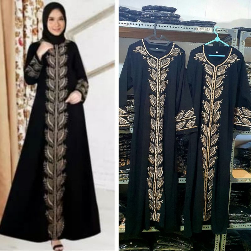 Gallery Exclusive Abaya Hitam Gamis Bordir Turkey Mumtaz Busui + Pasmina 1 stel