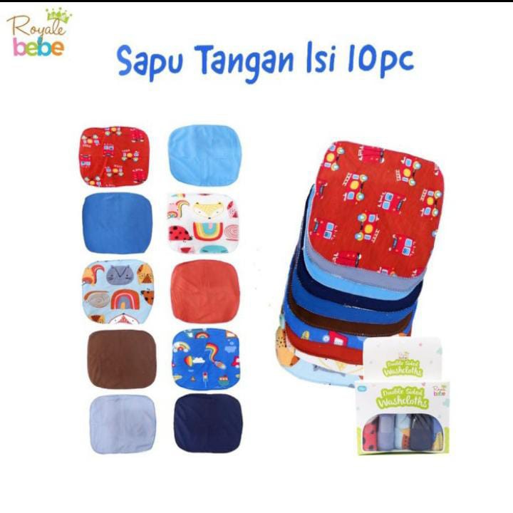 Royal Bebe Sapu tangan washcloth isi 10/ washlap/ wash lap/ peralatan mandi bayi