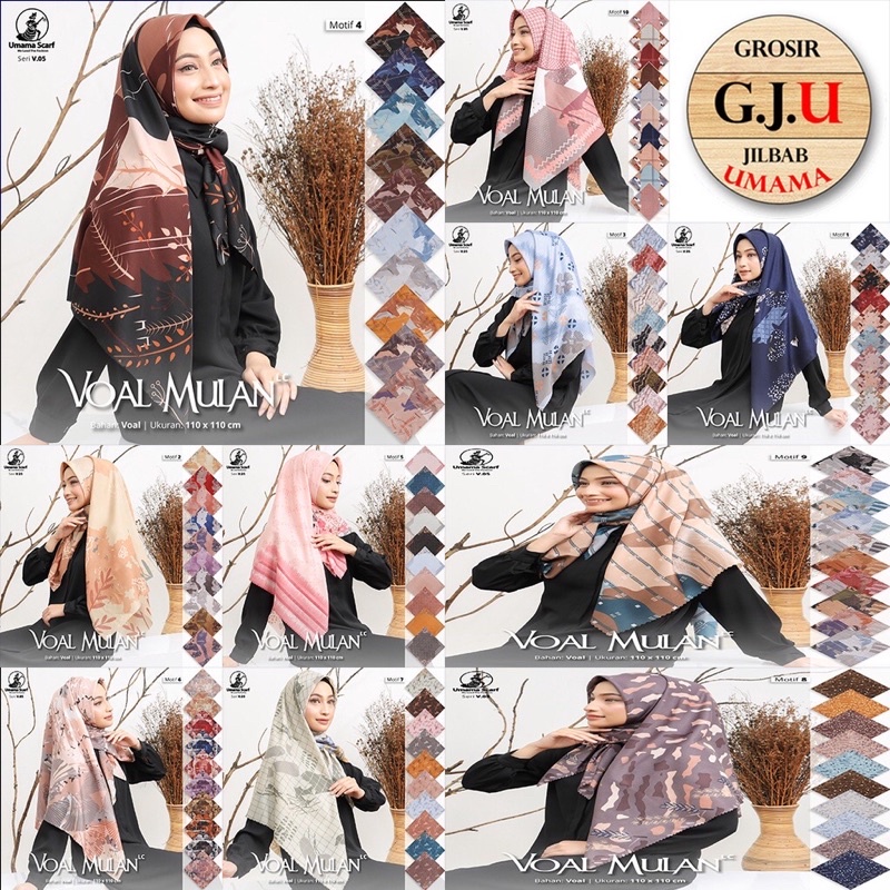 UMAMA VOAL MULAN / VOILA / SUPERFINE MOTIF LC | Kerudung/jilbab/hijab segiempat voal motif lasercut
