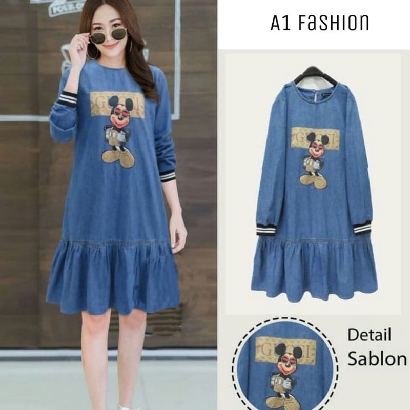 Model Terbaru/Tunik Jeans Matt Jeans Asli Gambar Sablon/Tunik/Tunik Wanita/Tunik Terbaru/Tunik Wanit