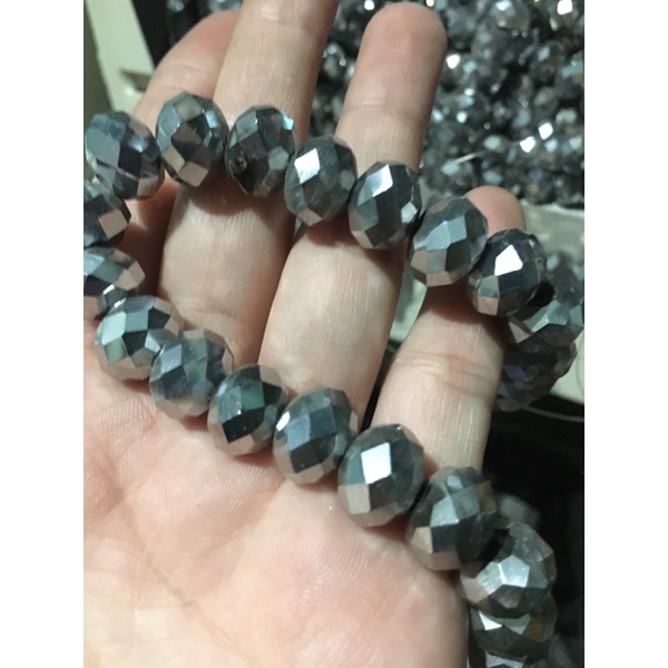 Crystal ceko silver 12mm bahan kalung gelang craft kerajinan tangan kristal aksesories murah